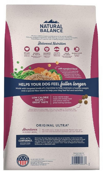 Natural Balance Ultra Fat Dogs Chicken, Salmon & Barley Dry Dog Food, 24-lb