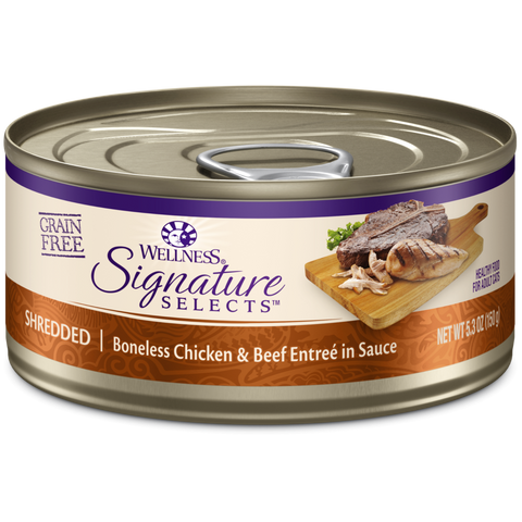 Wellness Signature Selects Grain Free Natural Shredded White Meat Chicken and Turkey Entree in Sauce Wet Canned Cat Food