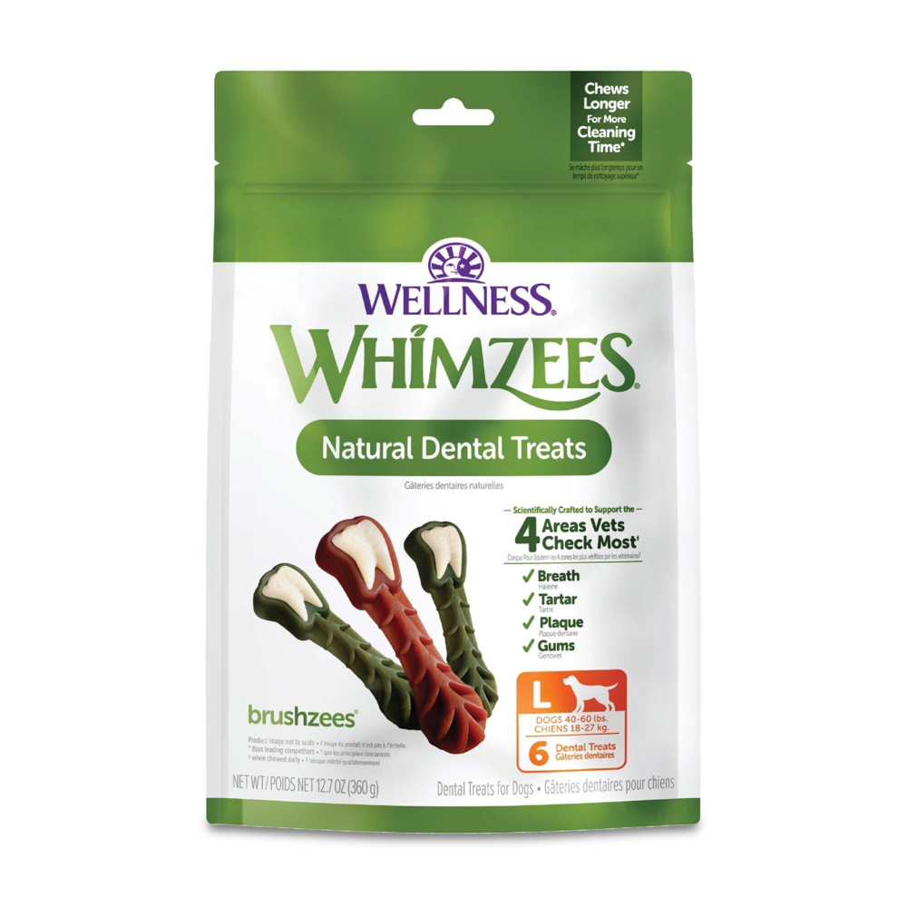 Whimzees Brushzees Natural Daily Dental Large Breed Dog Treats