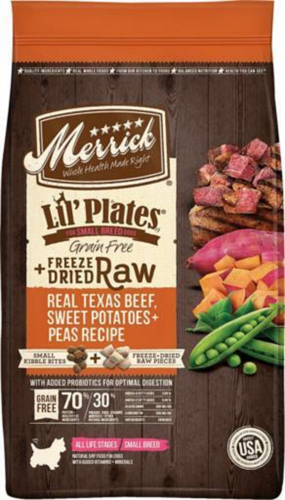 Merrick Lil Plates Small Breed Dog Food Grain Free Real Texas Beef & Sweet Potato Recipe Small Dog Food