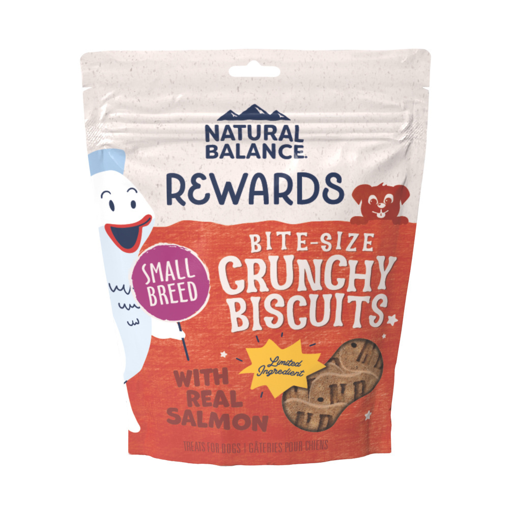 Natural Balance Rewards Crunchy Biscuits Dog Treats for Small Breeds with Real Salmon