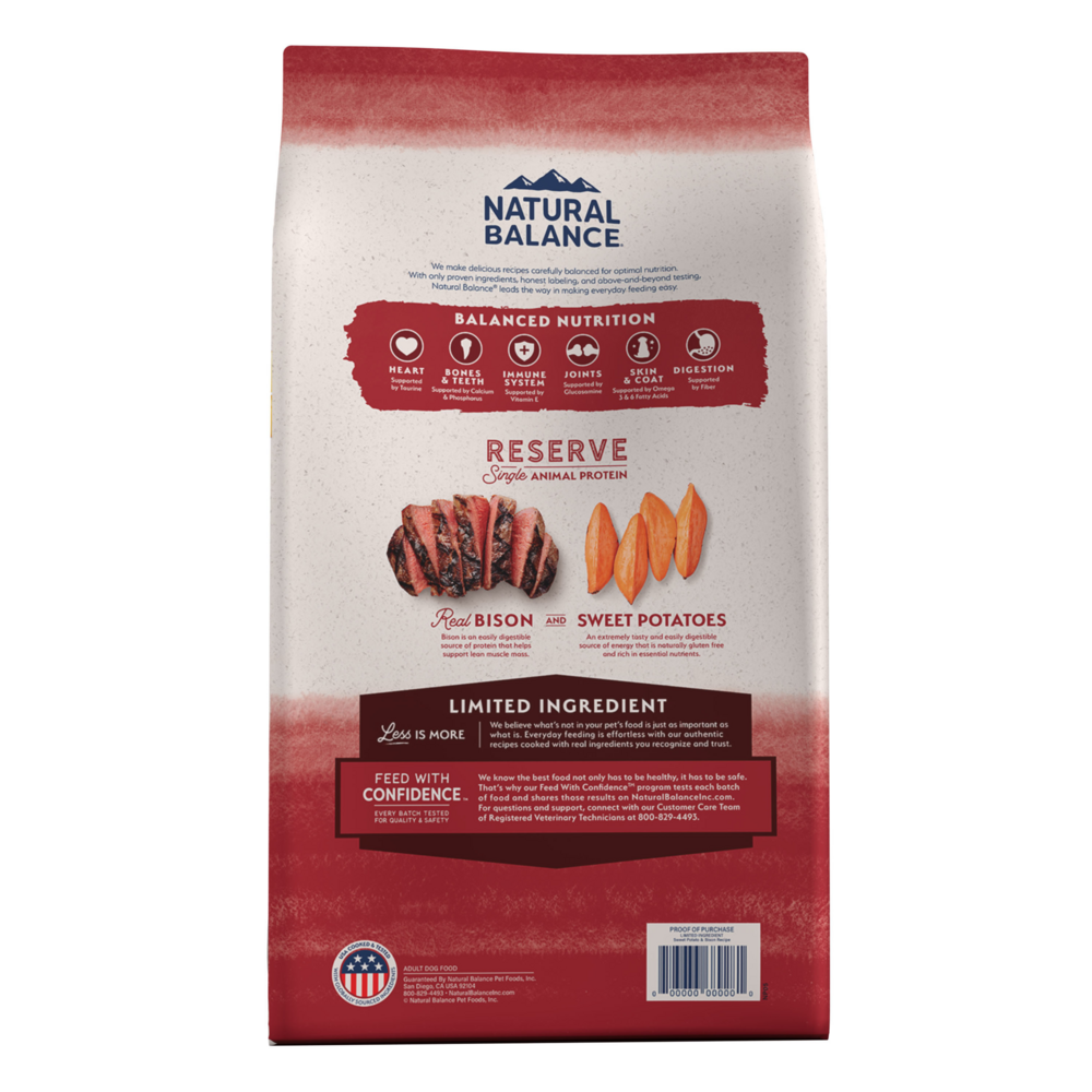 Natural Balance Limited Ingredient Reserve Grain Free Dry Dog Food, Sweet Potato & Bison Recipe