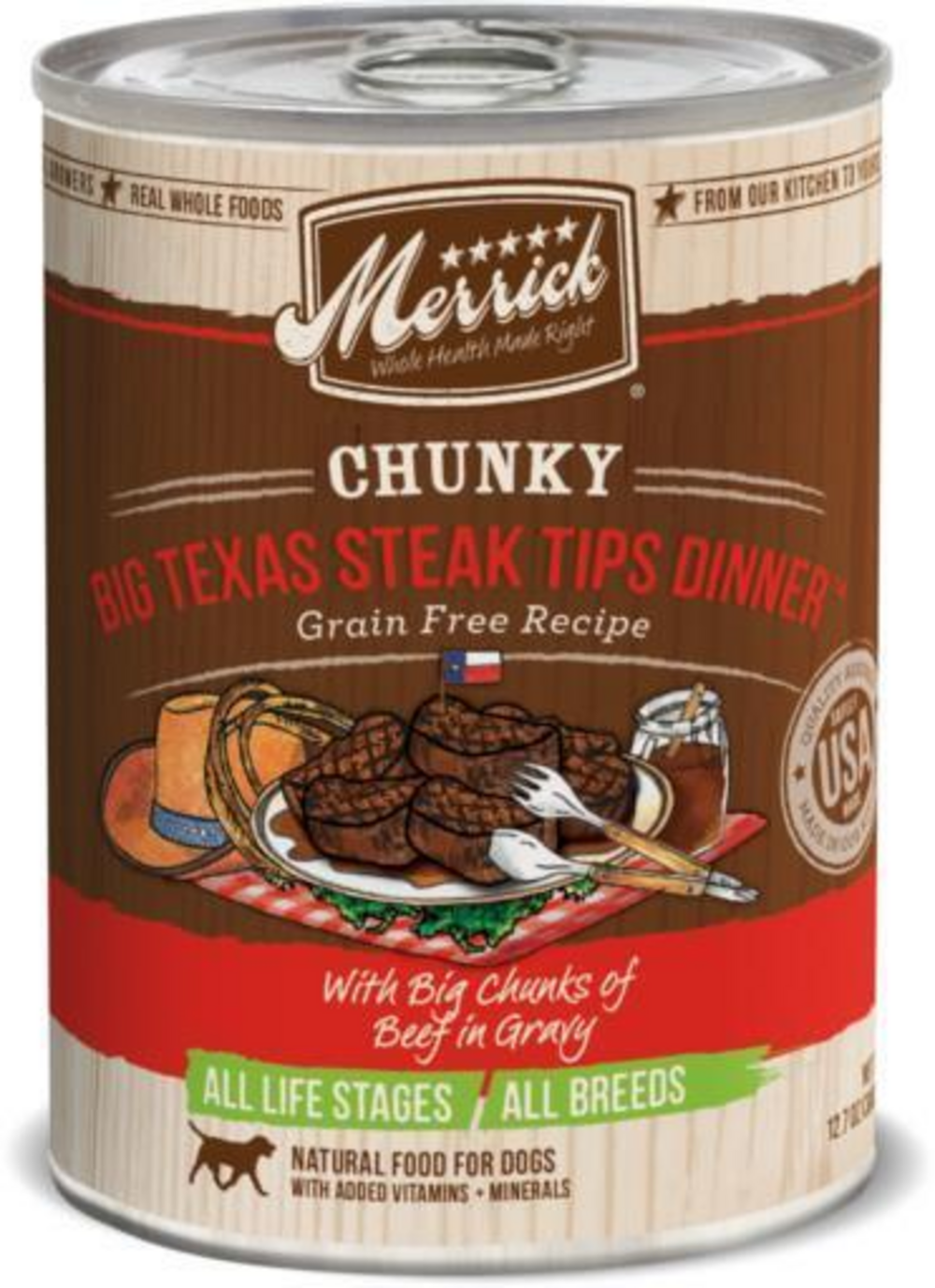 Merrick Grain Free Big Texas Steak Tips Adult Wet Dog Food