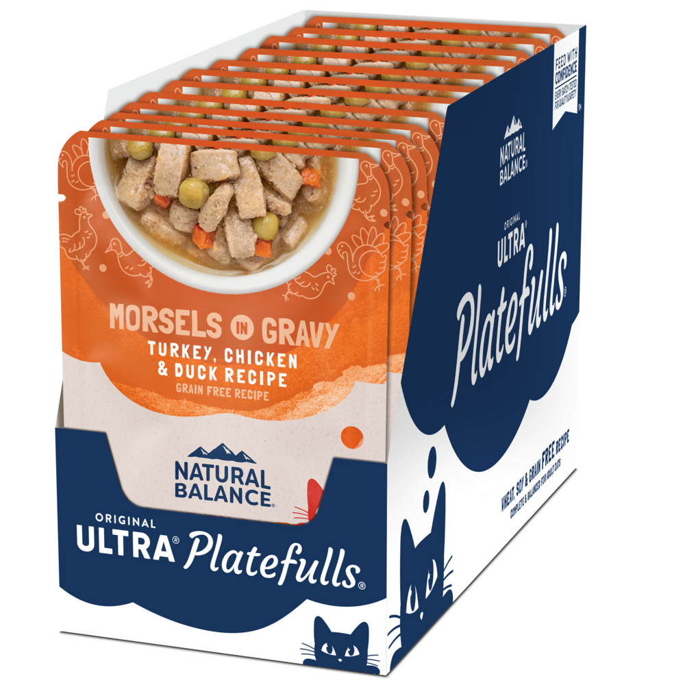 Natural Balance Original Ultra Platefulls Wet Cat Food, Turkey, Chicken, & Duck Morsels in Gravy Recipe
