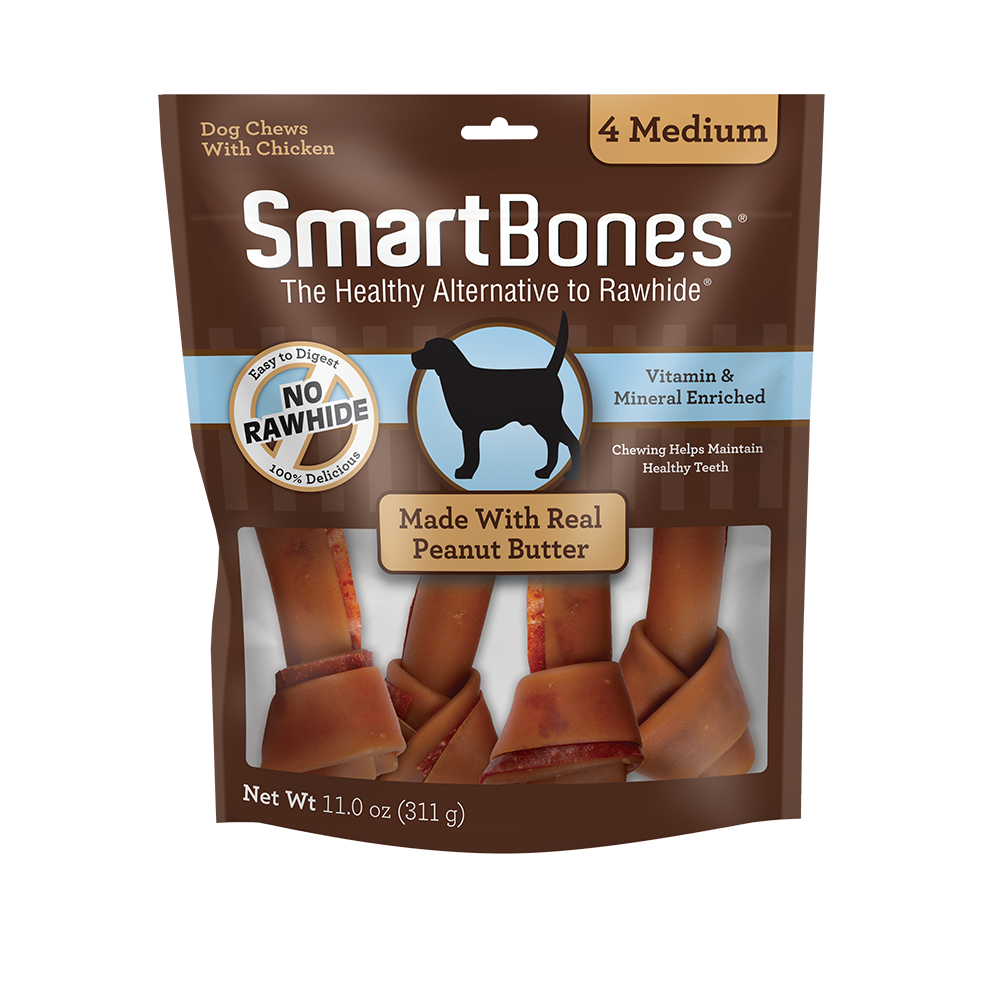 Smartbones Medium Peanut Butter Chew Bones Dog Treats