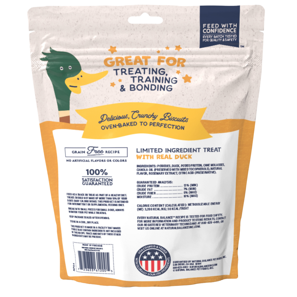 Natural Balance Rewards Crunchy Biscuits Dog Treats for Small Breeds with Real Duck