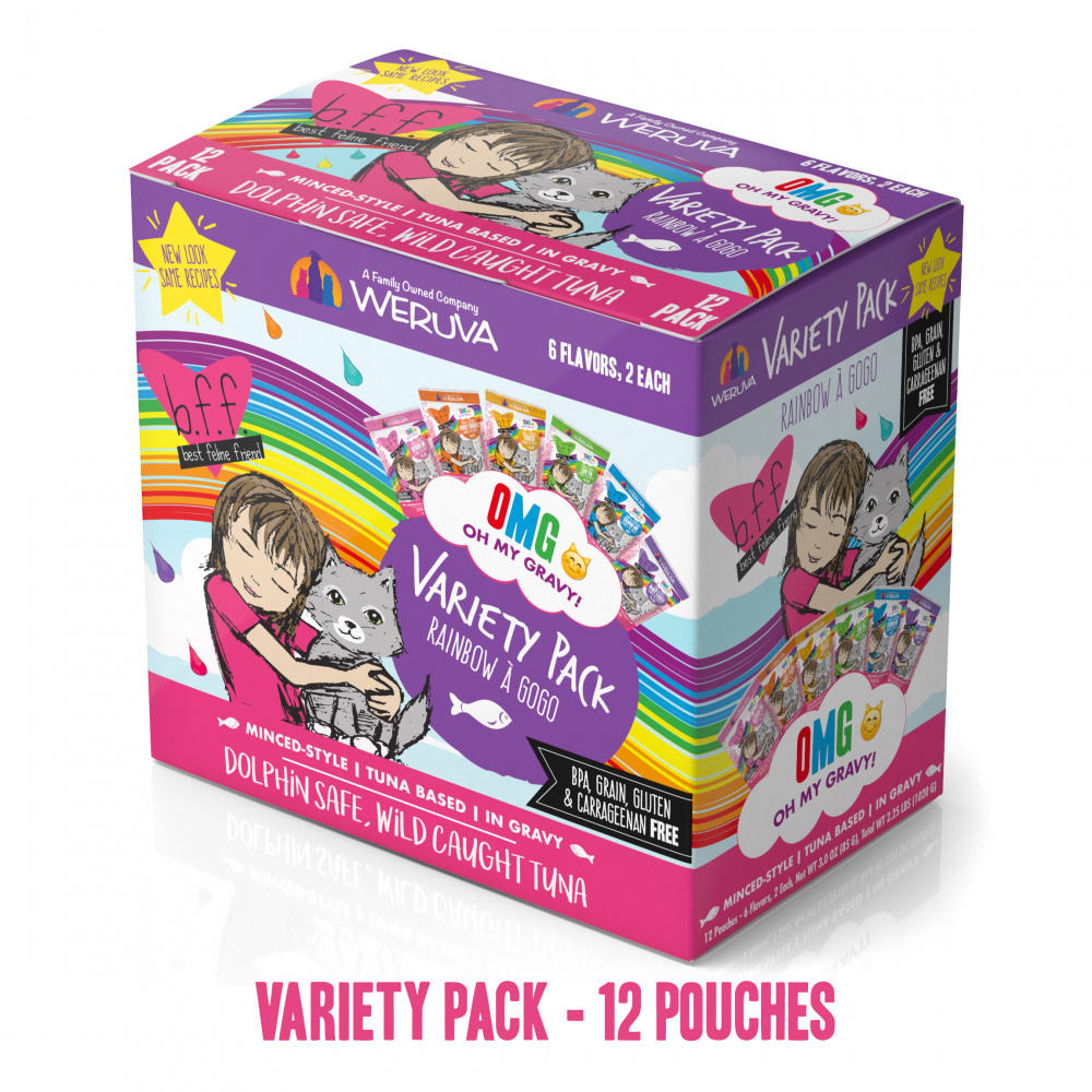 Weruva Grain Free BFF OMG Rainbow A Go Go Cat Variety Pouches Pack