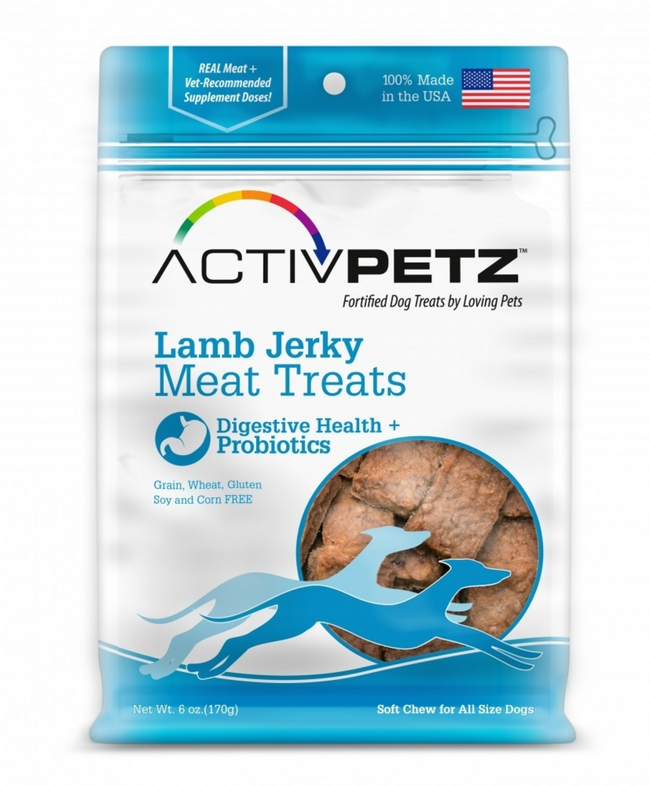 Loving Pets ActivPetz Grain Free Lamb Jerky Digestive Health and Probiotics Dog Treats