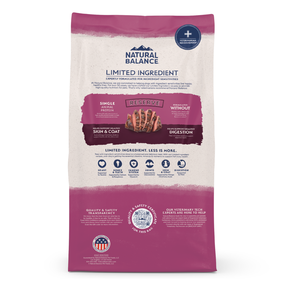 Natural Balance Limited Ingredient Reserve Grain Free Sweet Potato & Venison Recipe Dry Dog Food