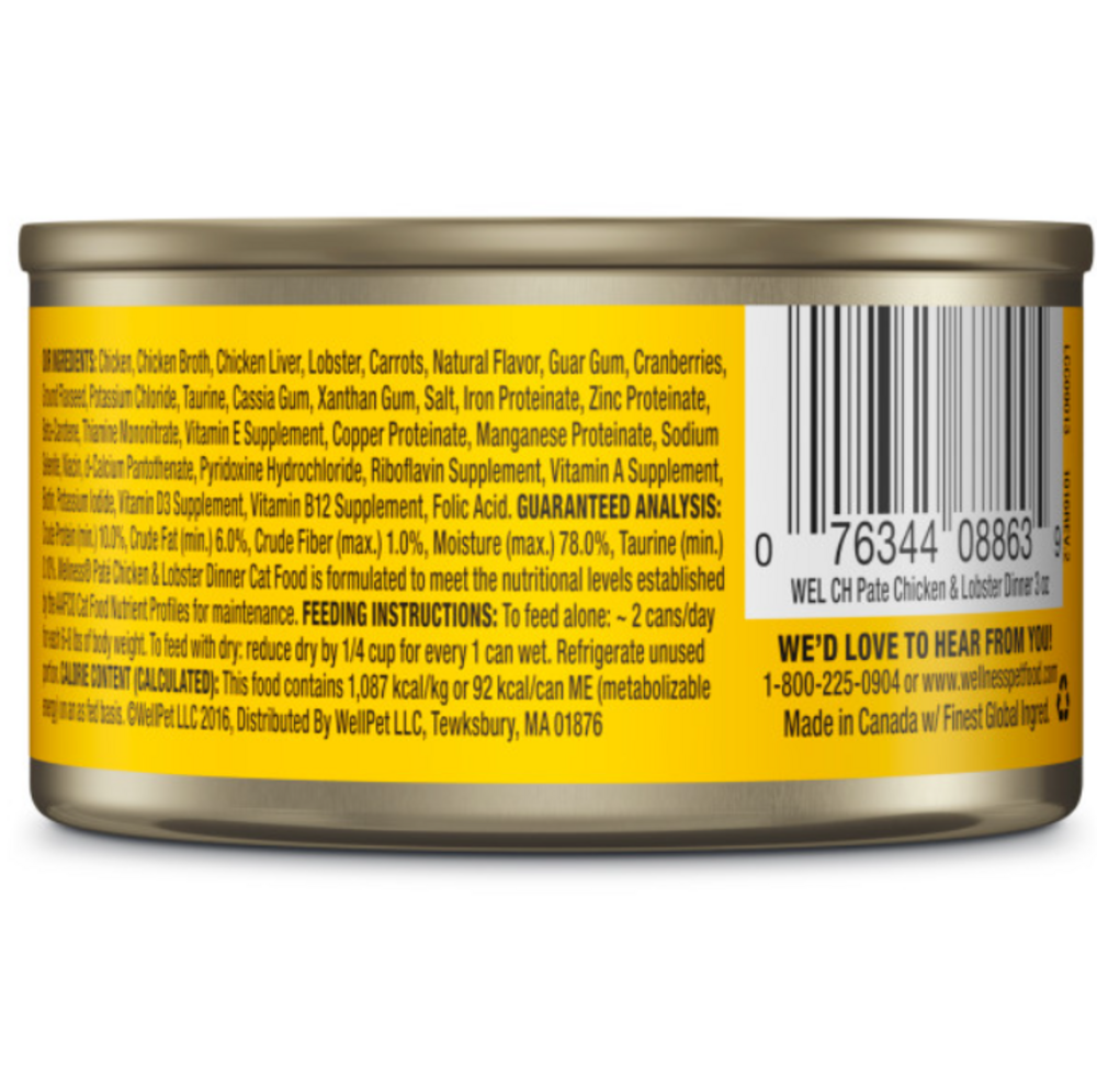 Wellness Complete Health Natural Grain Free Chicken and Lobster Pate Wet Canned Cat Food