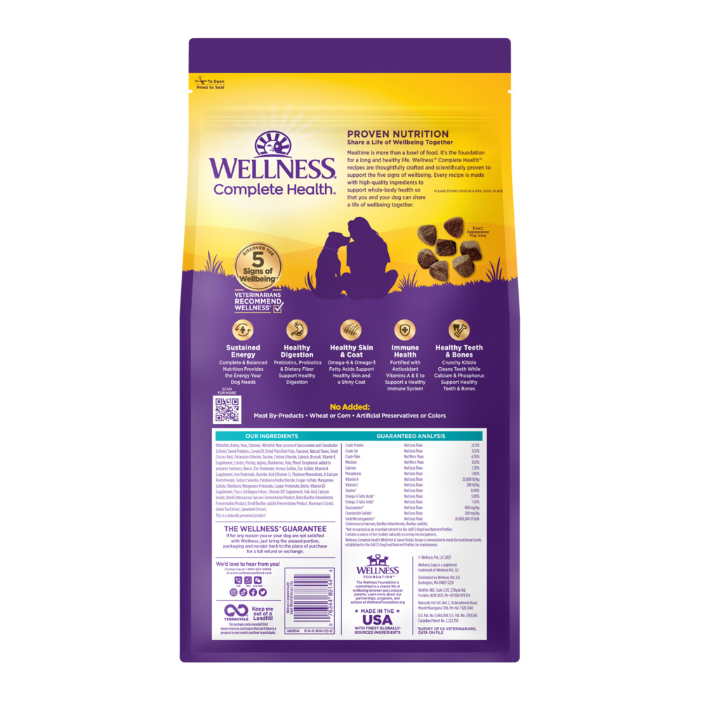 Wellness Complete Health Natural Adult Whitefish and Sweet Potato Recipe Dry Dog Food