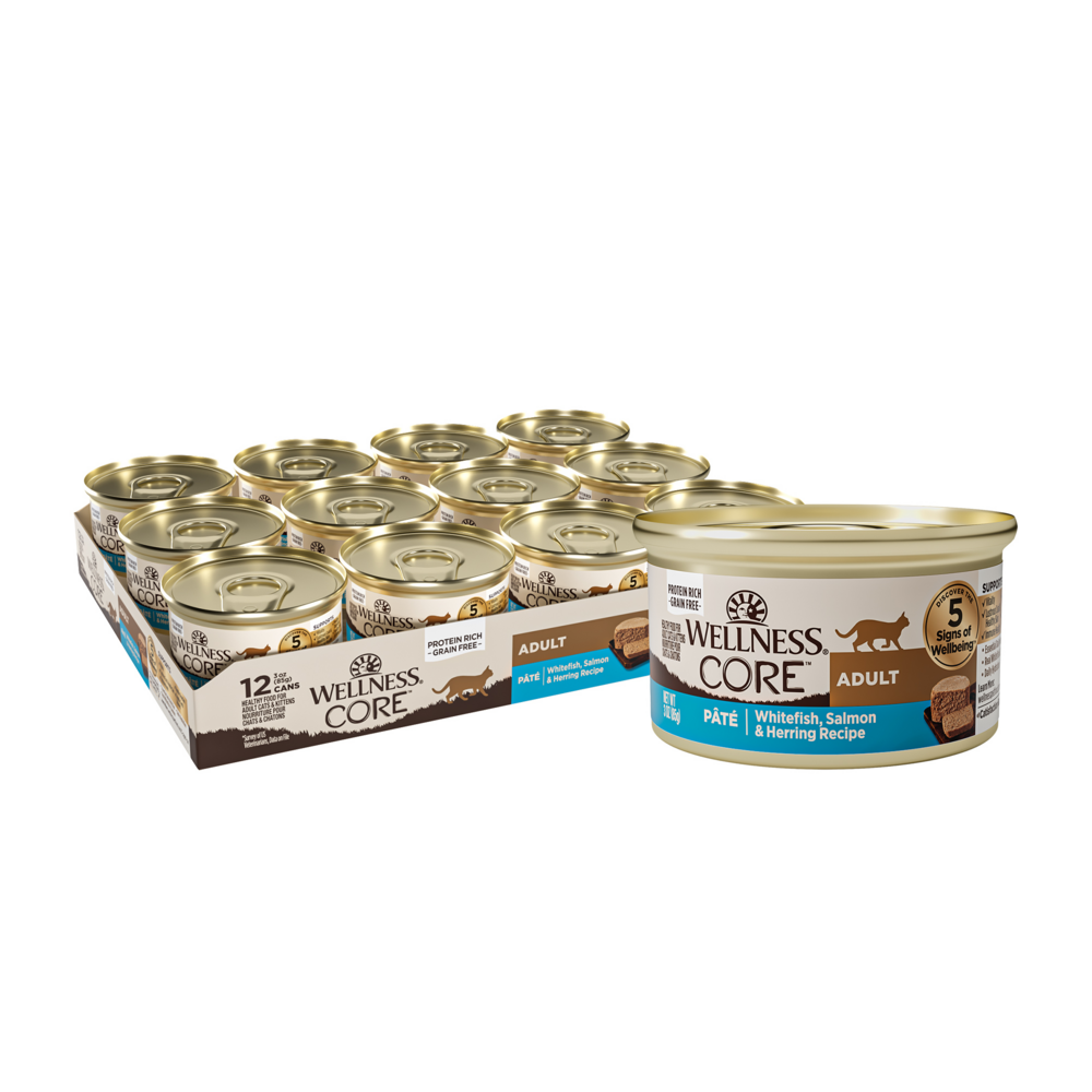 Wellness CORE Grain Free Natural Whitefish, Salmon & Herring Smooth Pate Canned Cat Food