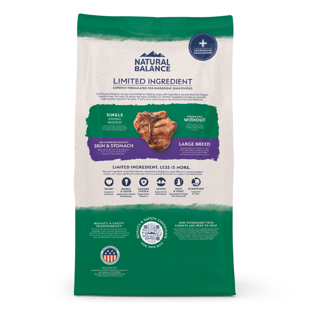 Natural Balance Limited Ingredient Dry Dog Food, Large Breed Lamb & Brown Rice Recipe