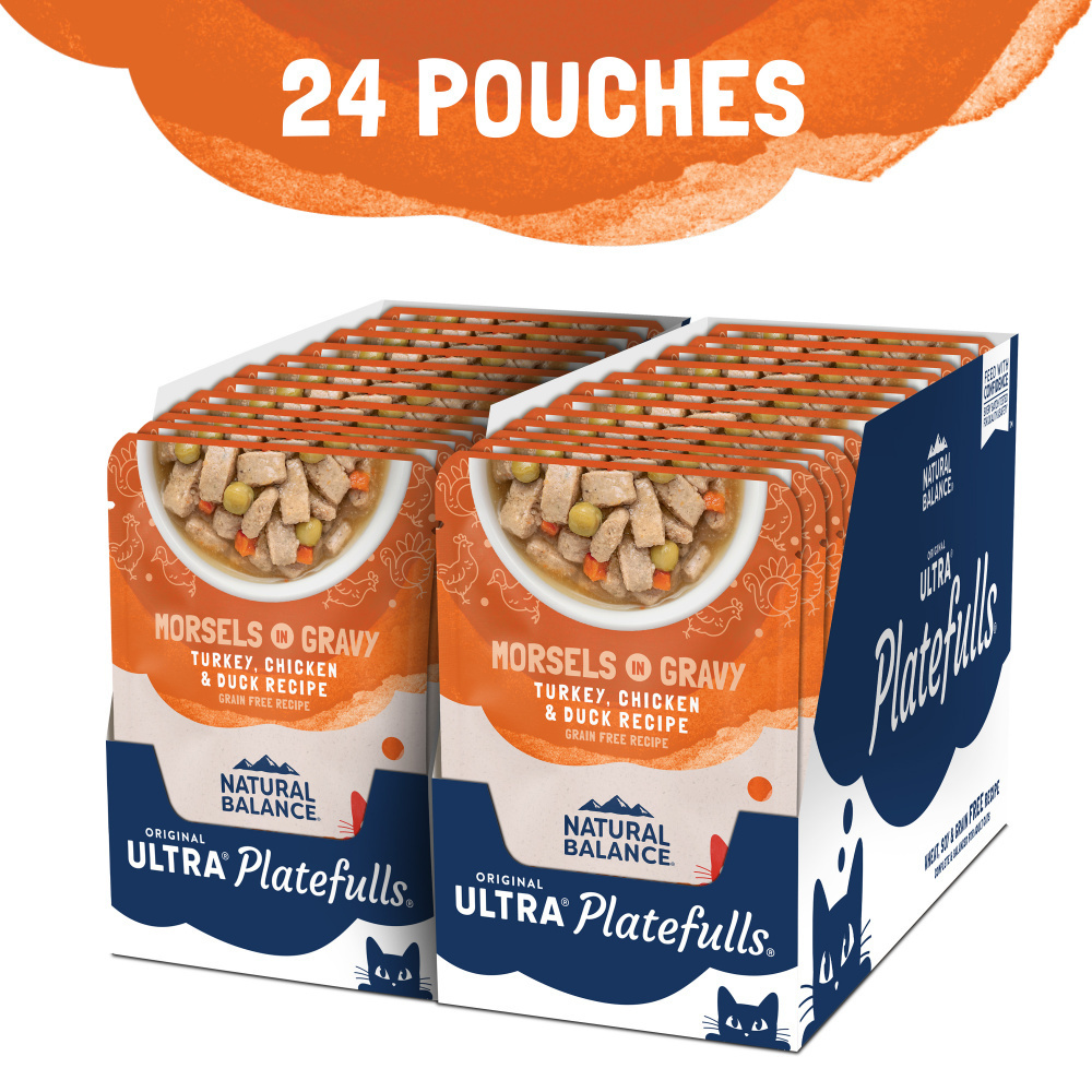 Natural Balance Original Ultra Platefulls Wet Cat Food, Turkey, Chicken, & Duck Morsels in Gravy Recipe