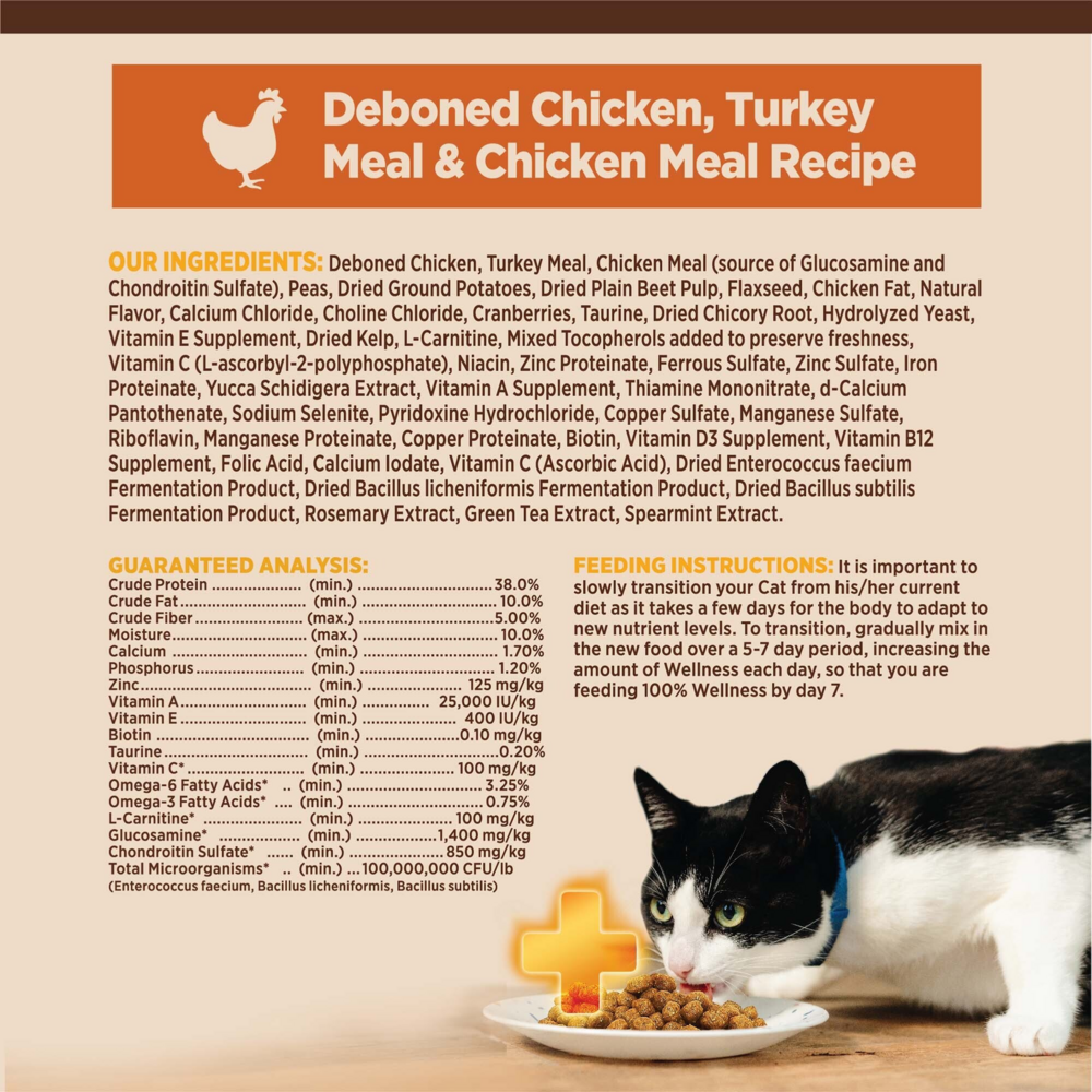 Wellness Core Grain Free Dry Cat Food Indoor Chicken Turkey 11 lb