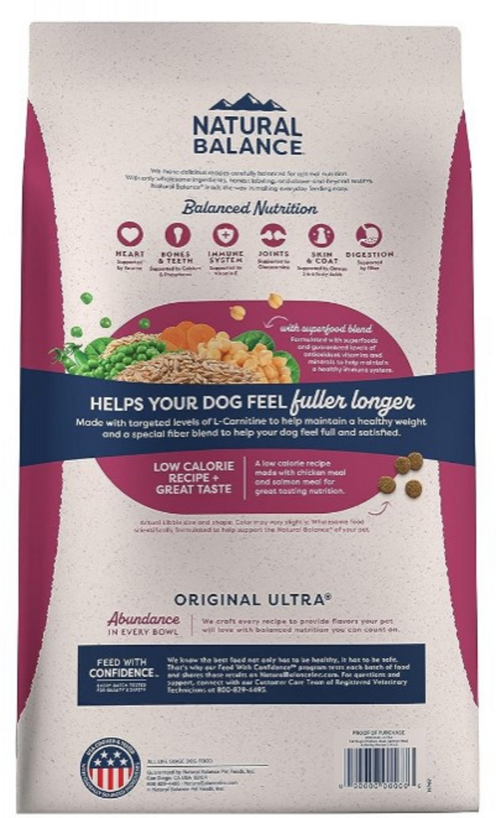 Natural Balance Original Ultra Fat Dogs Dry Dog Food, Chicken Meal, Salmon Meal & Barley Recipe