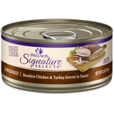Wellness Signature Selects Grain Free Natural Shredded White Meat Chicken and Turkey Entree in Sauce Wet Canned Cat Food