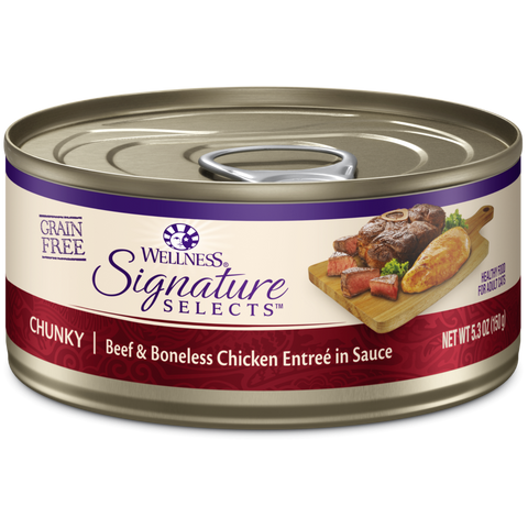 Wellness CORE Signature Selects Grain Free Canned Cat Food, Shredded Chicken & Beef Entree in Sauce