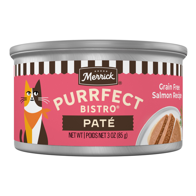 Merrick Purrfect Bistro Grain Free Premium Soft Canned Pate Adult Wet Cat Food, High Protein Salmon Recipe