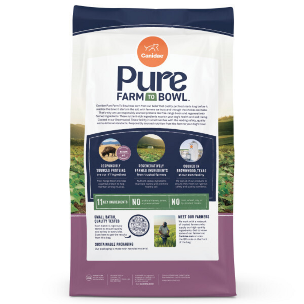 Canidae Pure Farm To Bowl Free-Range Bison, Lentil & Carrot Recipe Dog Food