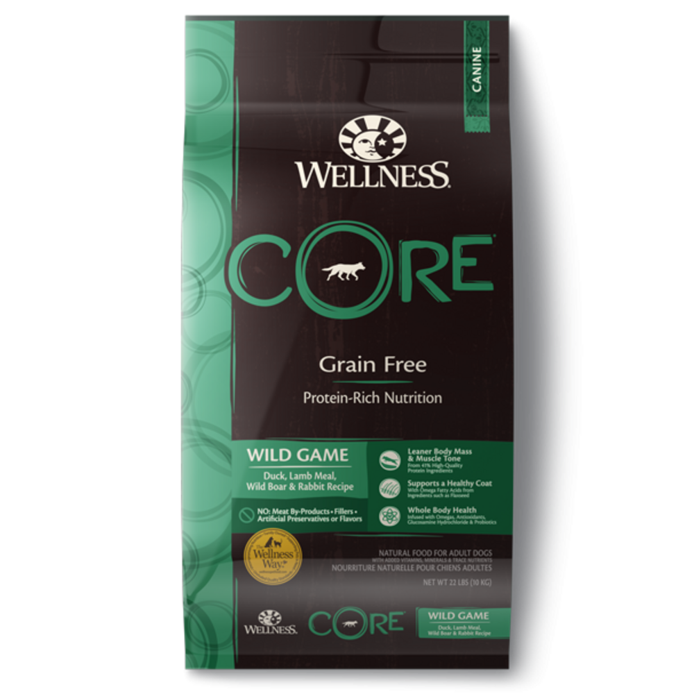 Wellness CORE Grain Free Natural Wild Game Duck, Turkey, Wild Boar and Rabbit Recipe Dry Dog Food