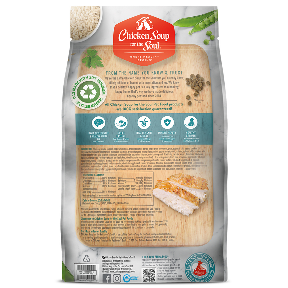 Chicken Soup  Puppy Recipe with Chicken, Turkey & Brown Rice Dry Dog Food