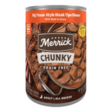 Merrick Chunky Grain Free Premium And Wholesome Canned Dog Food, Real Meat Big Texas Steak Tips Dinner