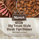 Merrick Chunky Grain Free Premium And Wholesome Canned Dog Food, Real Meat Big Texas Steak Tips Dinner