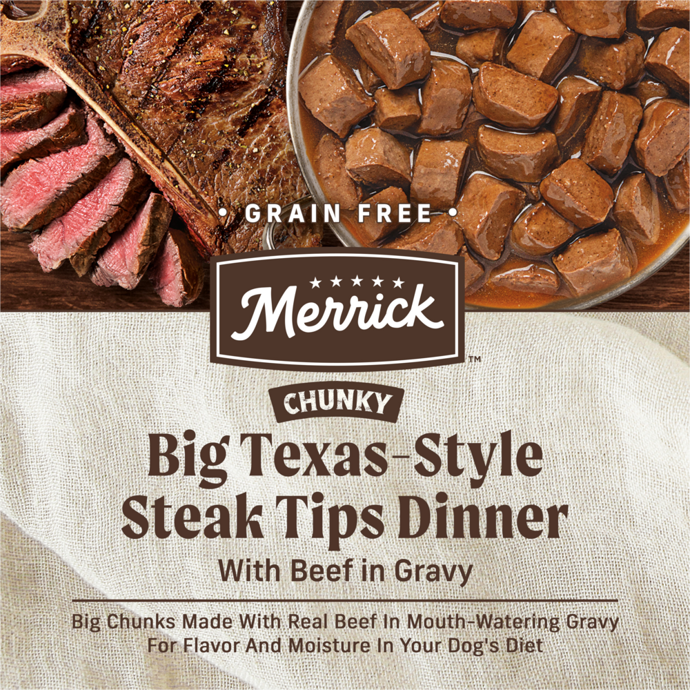 Merrick Grain Free Big Texas Steak Tips Adult Wet Dog Food
