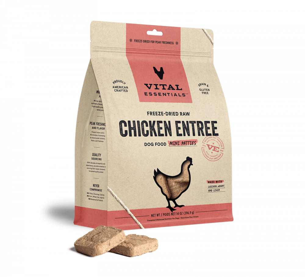 Vital Essentials Freeze Dried Grain Free Chicken Mini Patties Entree for Dogs Food