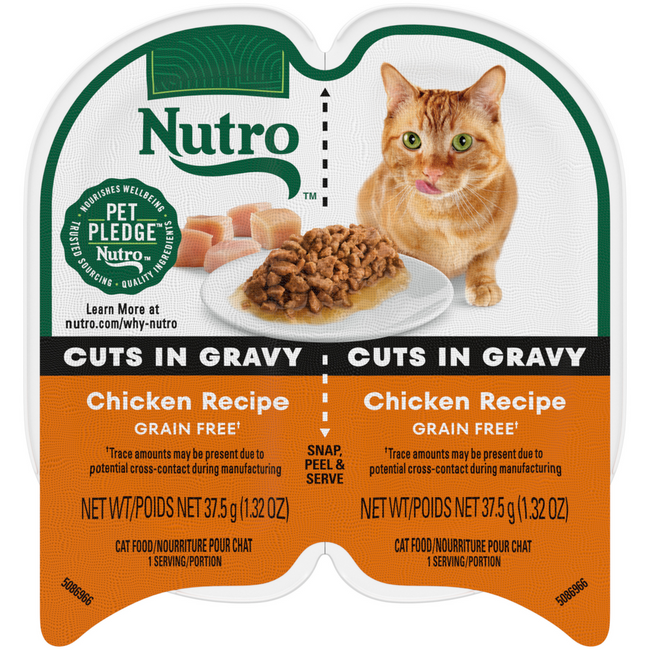 Nutro Perfect Portions Grain Free Cuts In Gravy Real Chicken Recipe Wet Cat Food Trays