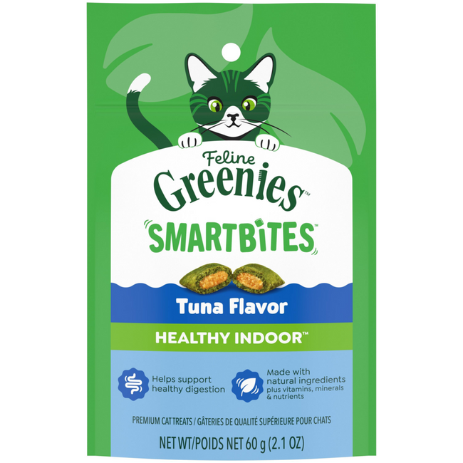 Greenies Feline SmartBites Healthy Indoor Natural Tuna Flavor Soft & Crunchy Adult Cat Treats