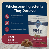 Blue Buffalo Bits Tender Beef Natural Soft Moist Training Dog Treats
