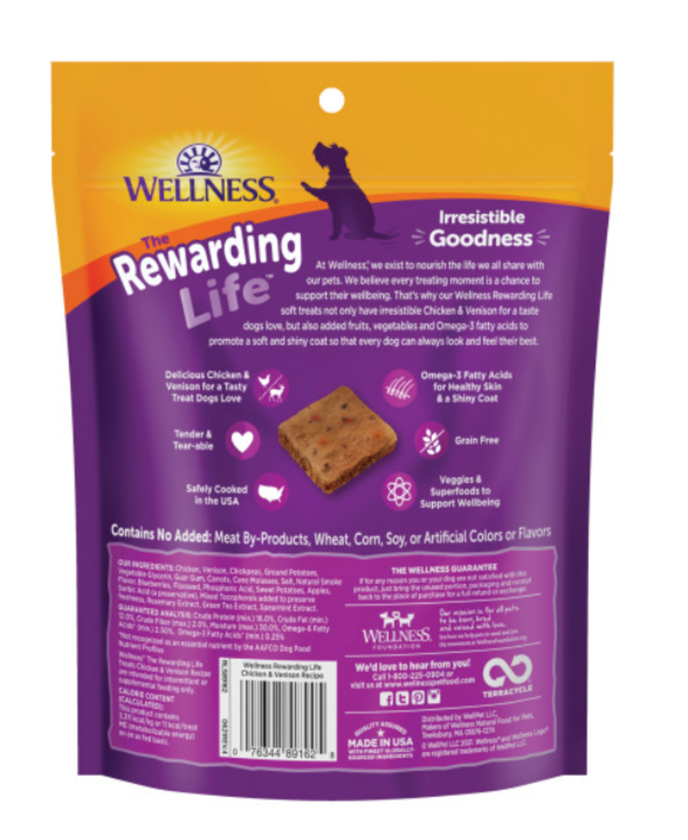 Wellness Rewarding Life Soft & Chewy Dog Treats Grain Free Chicken & Venison