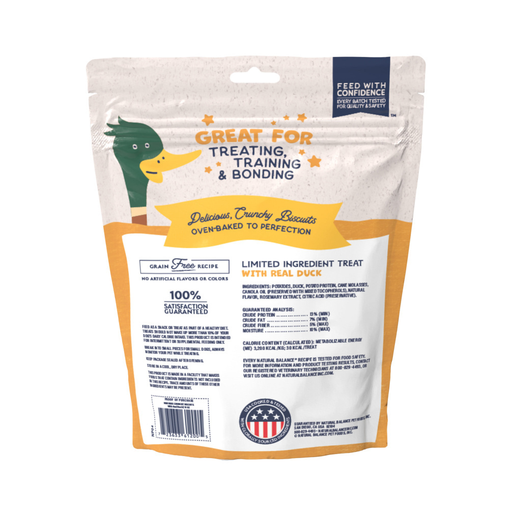 Natural Balance Rewards Crunchy Biscuits Dog Treats for Small Breeds with Real Duck