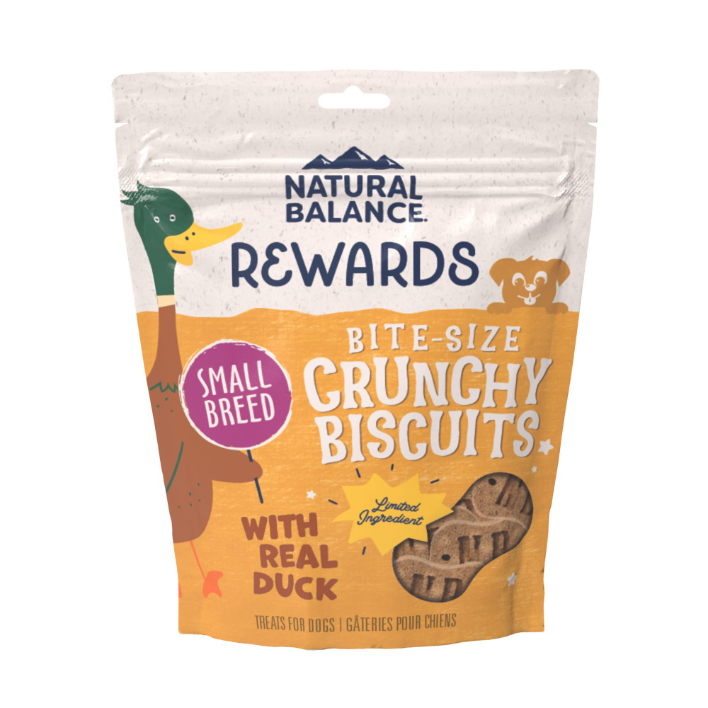 Natural Balance Rewards Crunchy Biscuits Dog Treats for Small Breeds with Real Duck