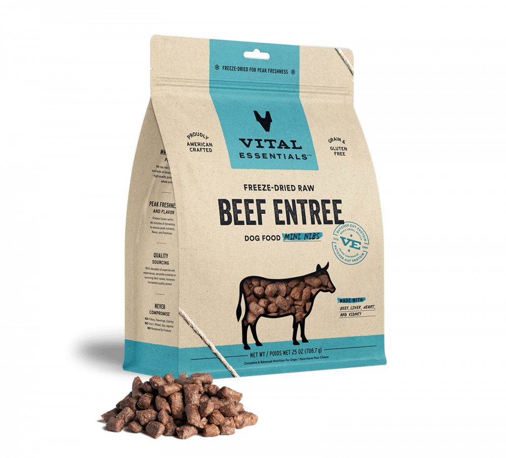 Vital Essentials Freeze Dried Grain Free Beef Mini Nibs Entree for Dogs Food