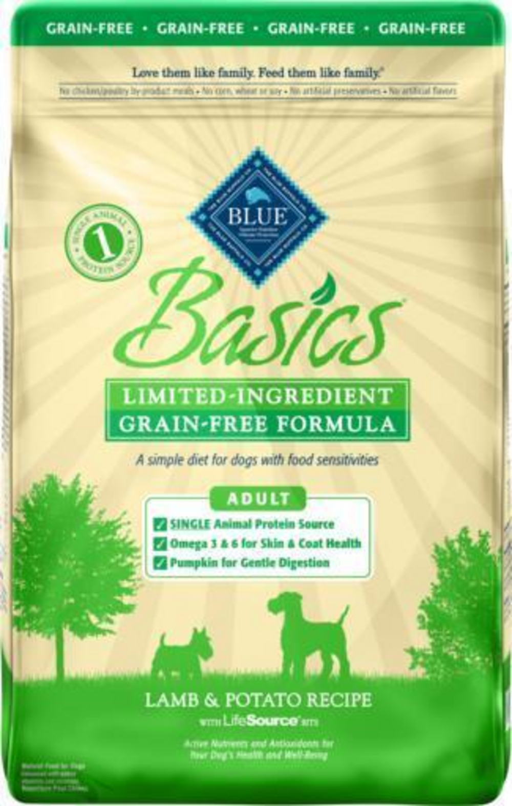 Blue Buffalo Basics Adult Skin & Stomach Care Grain-Free Lamb & Potato Recipe Dry Dog Food