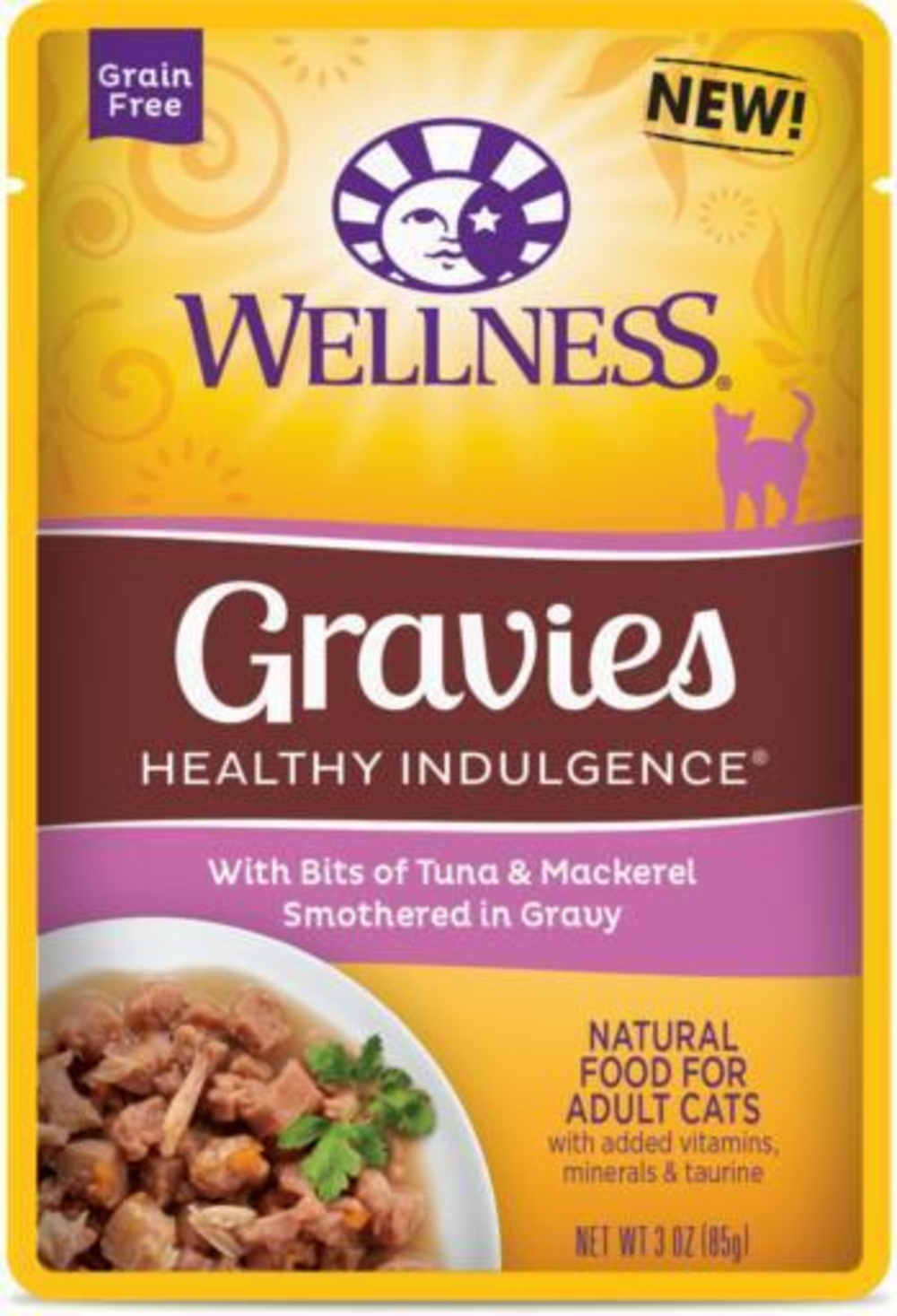Wellness Healthy Indulgence Natural Grain Free Gravies with Tuna and Mackerel in Gravy Cat Food Pouch
