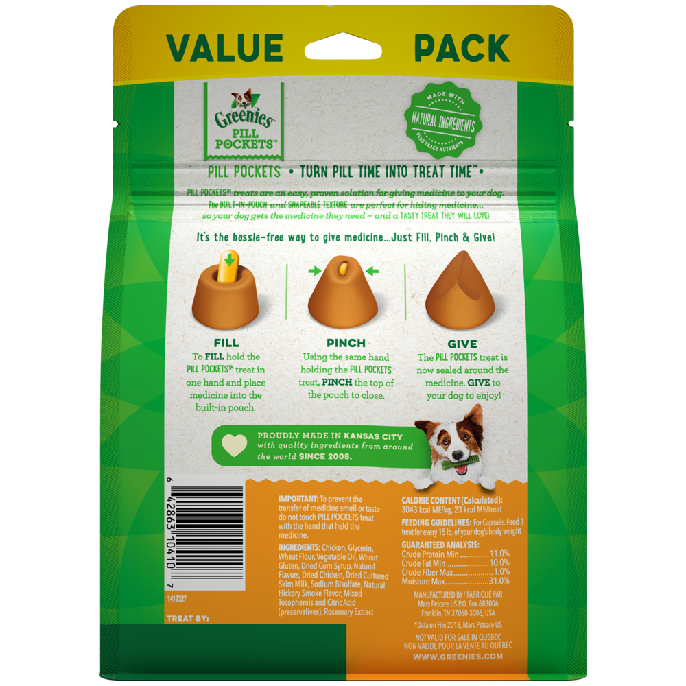 Greenies Pill Pockets Canine Chicken Flavor Dog Treats