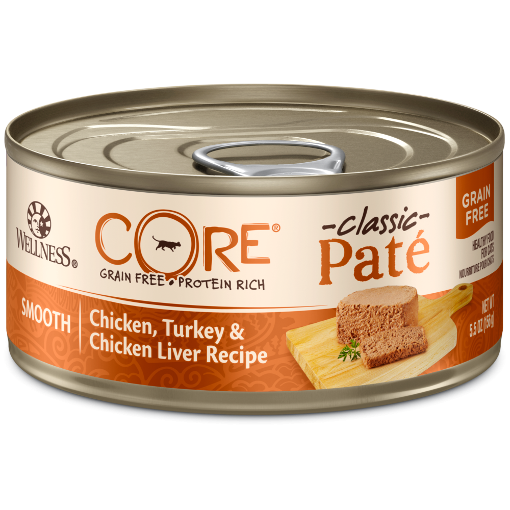 Wellness CORE Grain Free Natural Chicken, Turkey and Chicken Liver Smooth Pate Wet Canned Cat Food