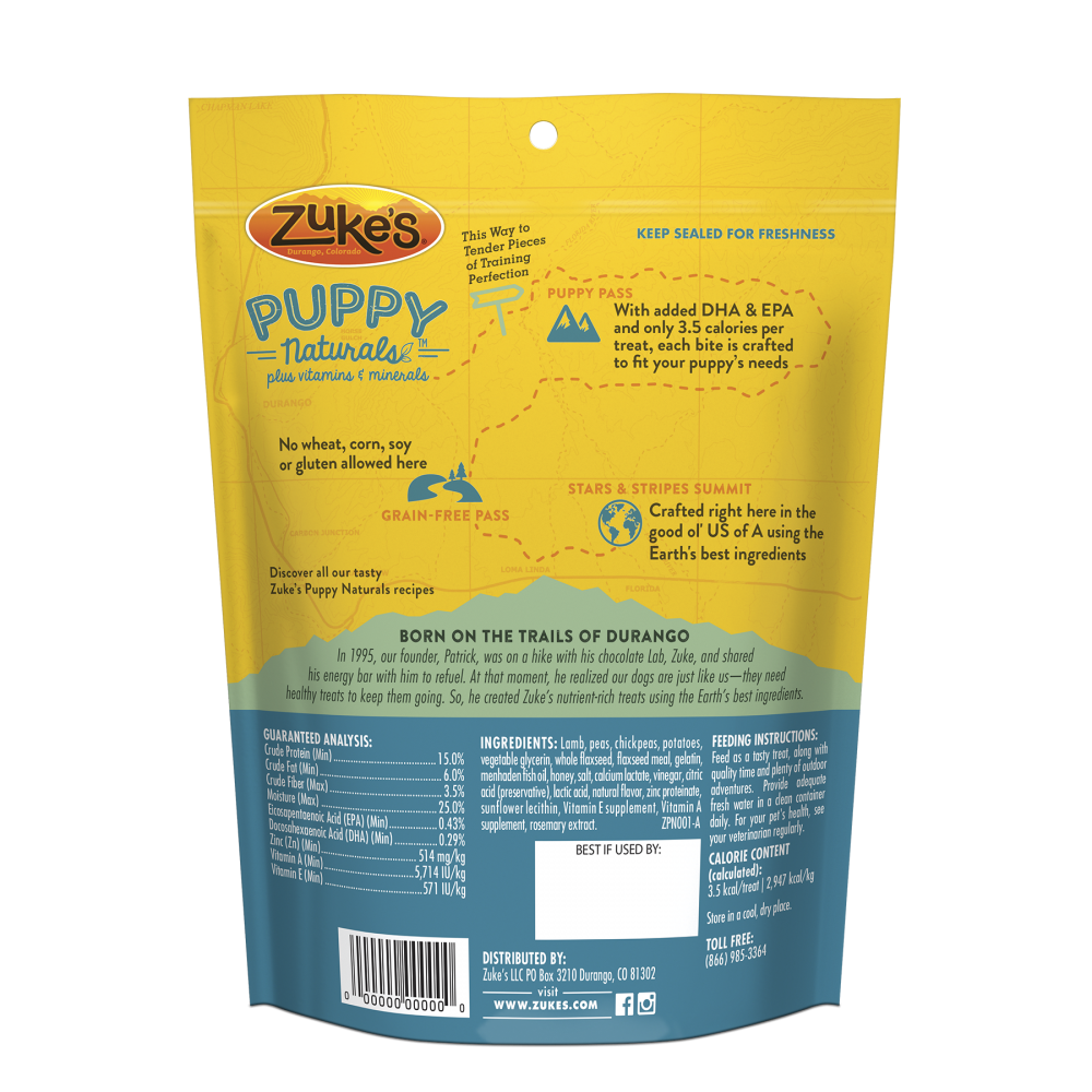 Zukes Puppy Naturals Grain Free Lamb and Chickpea Dog Treats Zukes Puppy Naturals Grain Free Lamb and Chickpea Dog Treats