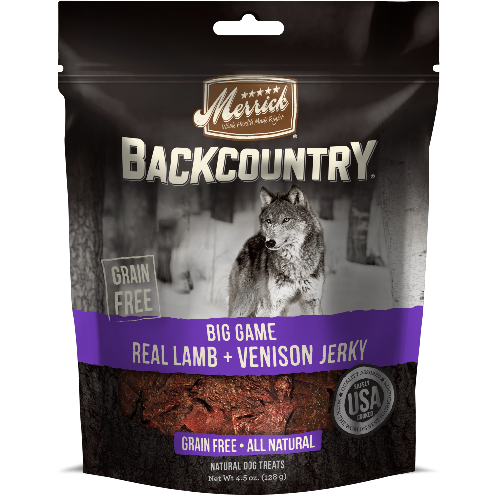 Merrick Backcountry Big Game Grain Free Real Lamb and Venison Jerky Dog Treats